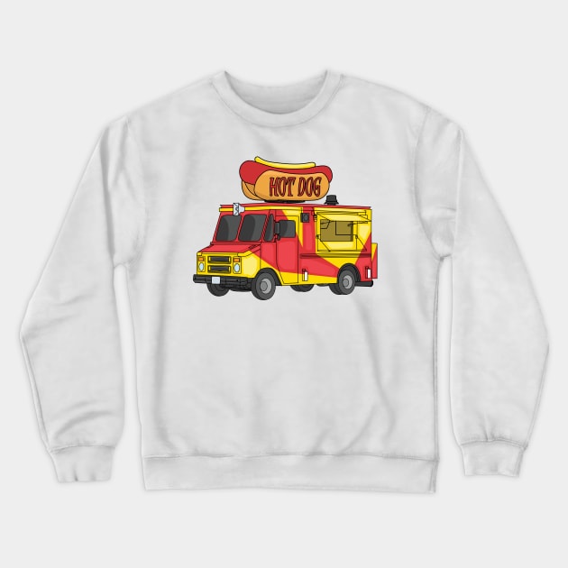 Hot dog food truck cartoon illustration Crewneck Sweatshirt by Cartoons of fun